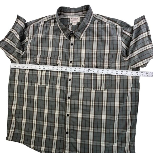 CC Filson Field Shirt Mens XXXL Gray Plaid Button Up Cotton Pocket Short Sleeve - Picture 8 of 9